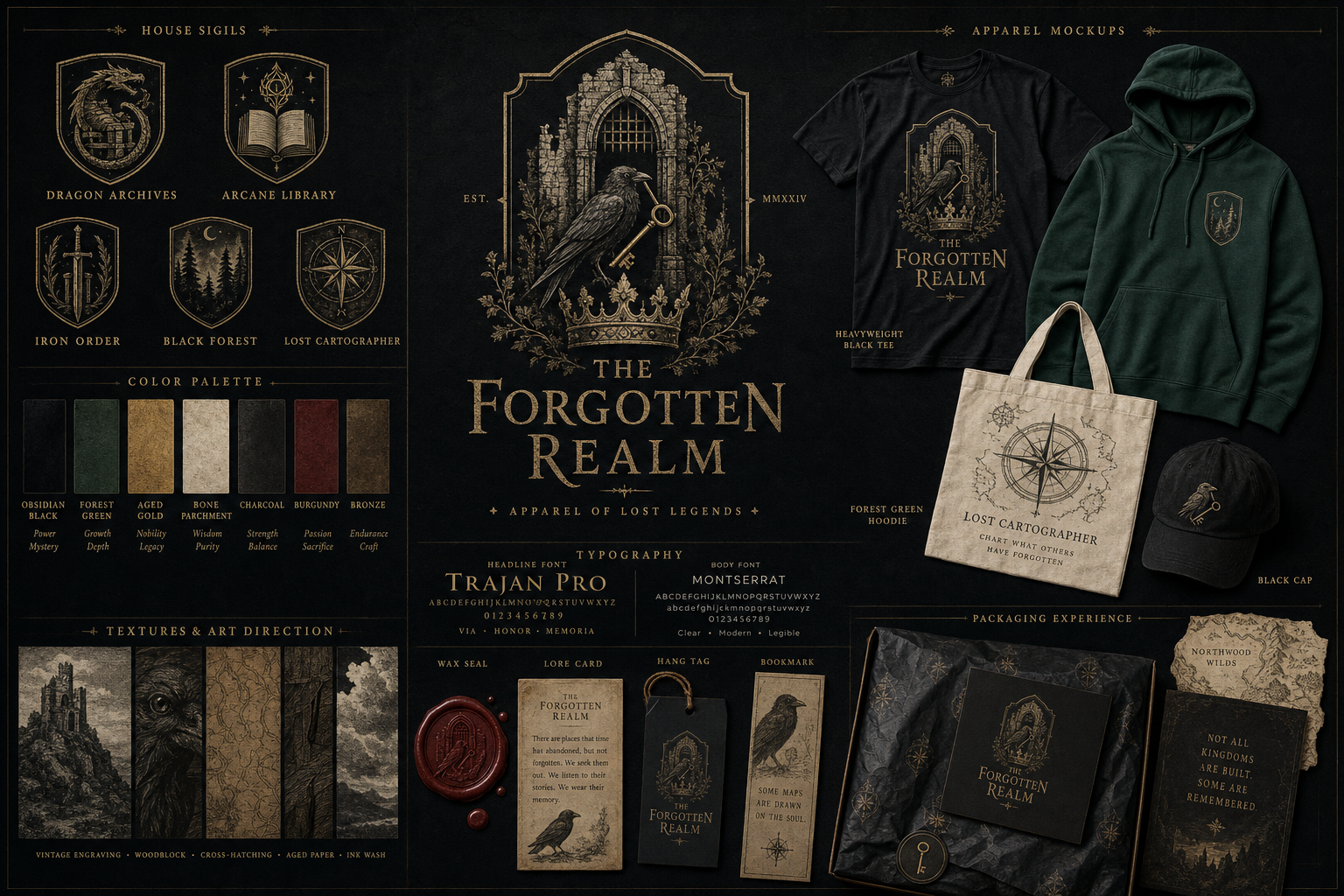 The Forgotten Realm brand kit moodboard